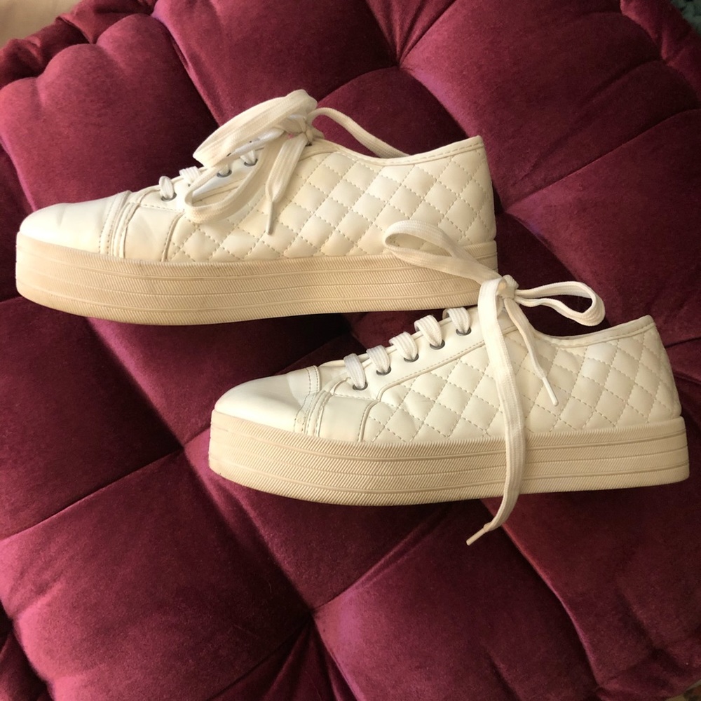 Platform Quilted White Sneakers